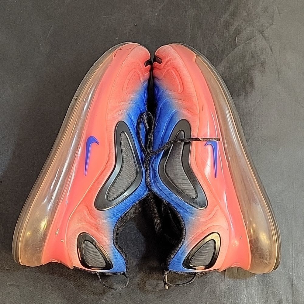 NIKE AIR MAX 720 GS BLACK RACER BLUE LACE-UP CLOSURE SNEAKER G1 - Picture 7 of 15